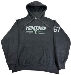 Vintage y2k Yorktown Huskers Football Hoodie #67 Grey Mens XL College Sweatshirt